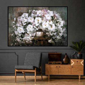 Tranh đơn cổ điển bình hoa trắng CV01293