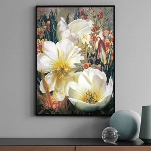 Tranh đơn vẽ hoa trắng CV01299