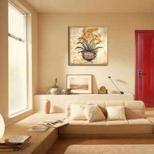 Tranh đơn cổ điển chậu hoa vàng CV01302