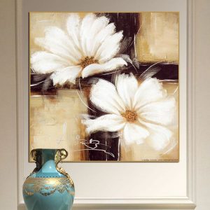 Tranh đơn hoa trắng cổ điển CV01316