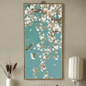 Tranh đơn hoa và đàn chim CV01342