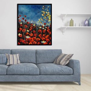 Tranh đơn cánh đồng hoa poppy đỏ CV01378