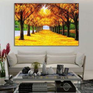 Tranh đơn con đường lá vàng CV01382