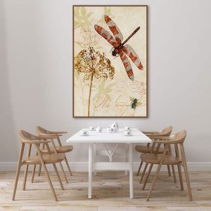 Tranh đơn chuồn chuồn và hoa bồ công anh CV01383