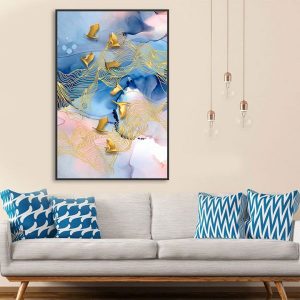 Tranh đơn trừu tượng đàn chim vàng CV01423