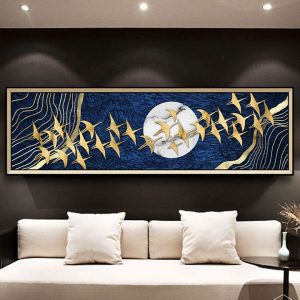 Tranh đơn trừu tượng đàn chim vàng CV01424