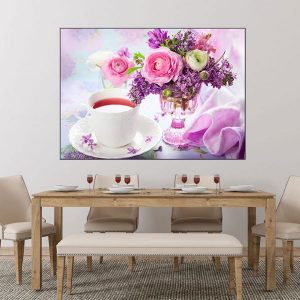 Tranh đơn tách trà hoa hồng CV01430