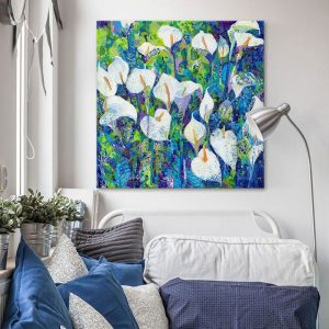 Tranh đơn hoa thủy vu trắng CV01444