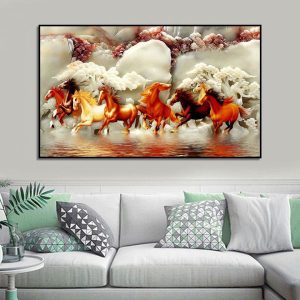 Tranh đơn 3D ngựa phong thủy giả ngọc CV01460