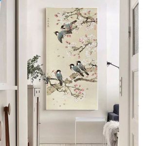 Tranh đơn đàn chim xanh CV01492