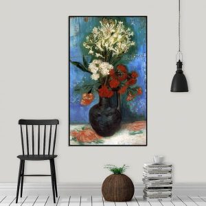 Tranh đơn vẽ sơn dầu tĩnh vật bình hoa CV01535