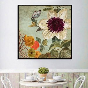 Tranh đơn vẽ hoa và bướm CV01541