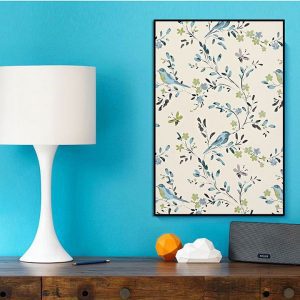 Tranh đơn vẽ hoa và chim xanh CV01553