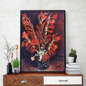 Tranh đơn bình hoa mồng gà đỏ CV01554