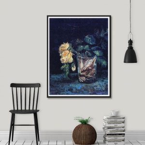 Tranh đơn sơn dầu hoa hồng vàng xanh CV01555