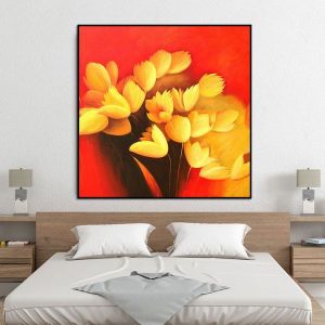 Tranh đơn bó hoa tulip vàng CV01566