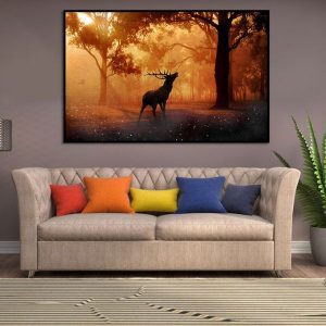 Tranh đơn hươu và cánh rừng CV01574