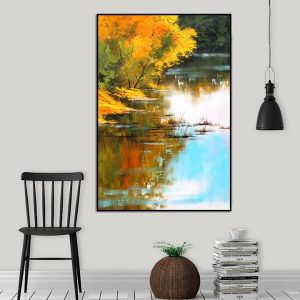 Tranh đơn hồ nước lá vàng CV01577