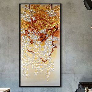 Tranh đơn sơn dầu cây lá vàng CV01586