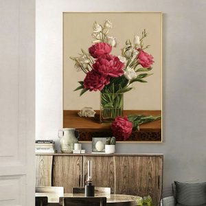 Tranh đơn tĩnh vật bình hoa hồng CV01595