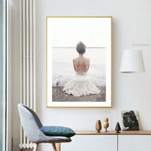 Tranh đơn nghệ thuật cô gái váy trắng CV01608