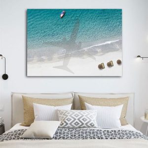 Tranh đơn biển xanh và máy bay CV01617