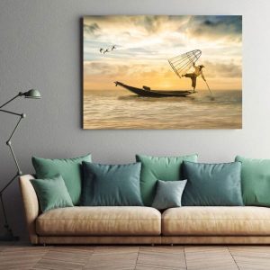 Tranh đơn người đánh cá CV01619