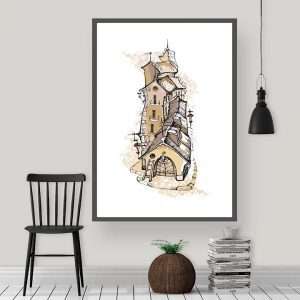 Tranh đơn vẽ ngôi nhà nâu CV01623