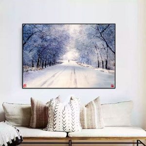 Tranh đơn con đường tuyết trắng CV01625