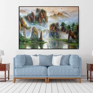 Tranh đơn thiên nhiên sông núi CV01626