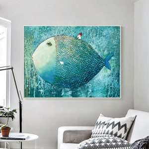 Tranh đơn trừu tượng Big Blue Fish CV01627