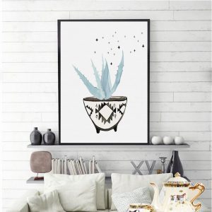 Tranh đơn vẽ chậu cây xanh CV01657