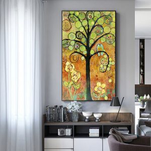 Tranh đơn trừu tượng cây xanh CV01673