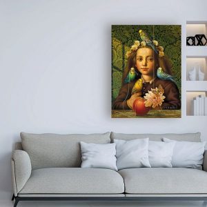 Tranh đơn cô bé và những chú chim CV01701