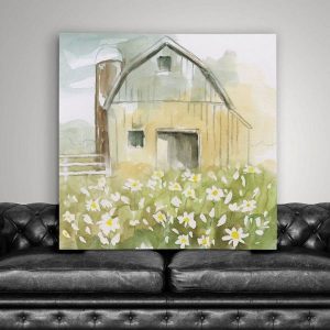 Tranh đơn vẽ ngôi nhà và cánh đồng hoa CV01702