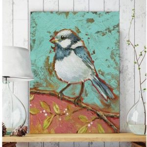 Tranh đơn vẽ chú chim xanh CV01708