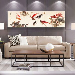 Tranh đơn đàn cá chép quần tụ CV01717