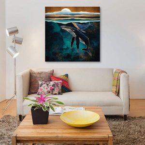 Tranh đơn cá voi xanh CV01743