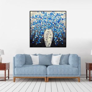 Tranh đơn bình hoa xanh CV01770