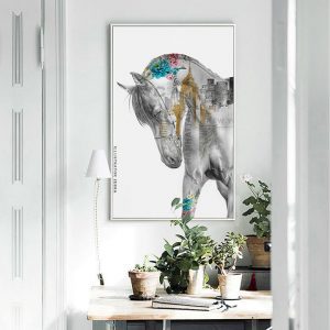 Tranh đơn nghệ thuật ngựa xám CV01798