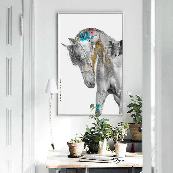 Tranh đơn nghệ thuật ngựa xám CV01798 1 CV01798 2