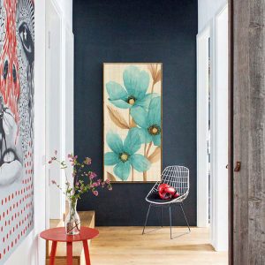 Tranh đơn vẽ hoa xanh nghệ thuật CV01806