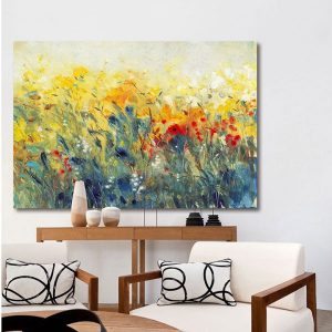 Tranh đơn vẽ sơn dầu cánh đồng hoa vàng CV01821