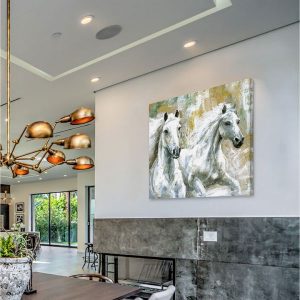 Tranh đơn vẽ sơn dầu ngựa trắng CV01839