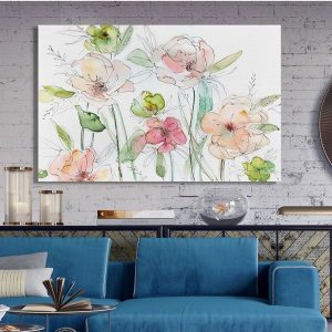 tranh đơn vẽ màu nước cánh đồng hoa CV01840