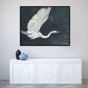 Tranh đơn vẽ chim hạc trắng CV01875