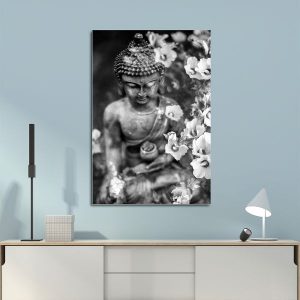 Tranh đơn tượng phật và hoa CV0189