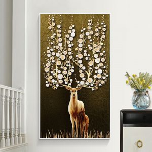 Tranh đơn hươu nâu sừng hoa CV01898