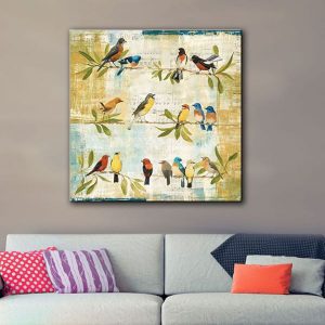 Tranh đơn đàn chim màu sắc CV01901