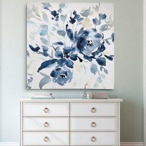 Tranh đơn vẽ hoa hồng xanh CV01906